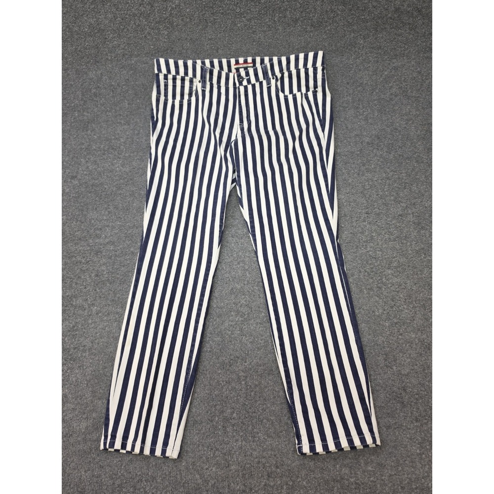Vintage Tommy Hilfiger Denim Striped Skinny Jeans Womens Size 16 Blue White Pant